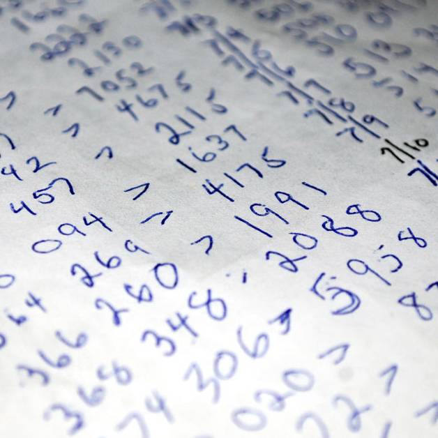 Handwritten financial figures.
